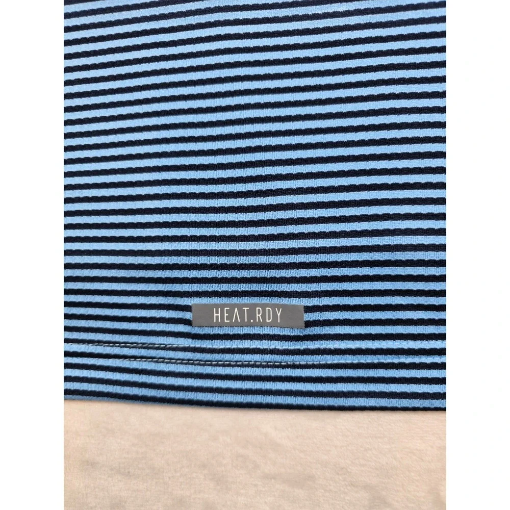 Adidas Golf Polo Shirt Mens 2XL Blue Black Striped Polyester HEAT.RDY‎ Golf Top